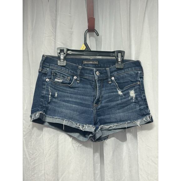 Abercrombie & Fitch Y2K Denim Jean Shorts Sz 2 Low Rise Dark Wash Womens VTG - Picture 1 of 8